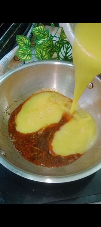 Step 1.2: Whisk the pressure cooked dal and add onto the tadka