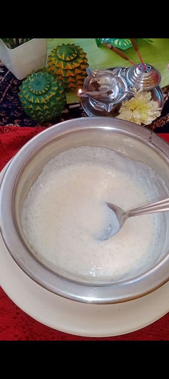 Step 1.2: Next add 4 spoons of rock sugar and 8 spoons of curd
