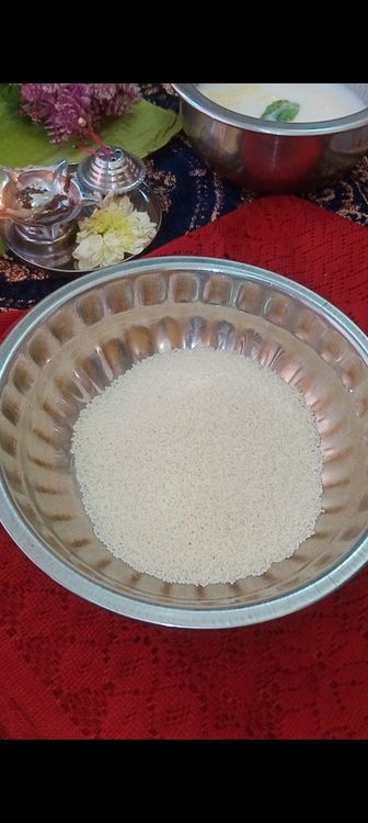 Step 1.1: In a bowl , add sama rice and sabudana flour with curd and water 