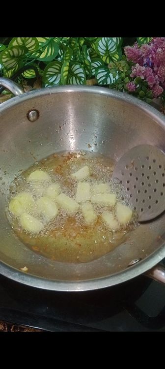 Step 1.5: Take raw banana, potatoes, yam, sweet potato, cauliflower, carrots, and chop into medium size cubes