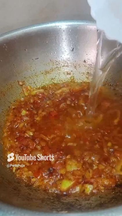 Step 2.1: Add water , simmer then add roasted peanut powder