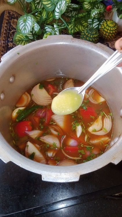 Step 1.2: Add coriander leaves it gives a nice leafy texture and 1 spoon of ghee