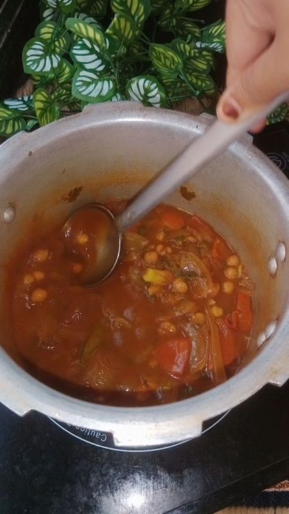 Step 1.1: Let it naturally depressure, check if chickpeas are cooked and mash some using the back of ladle