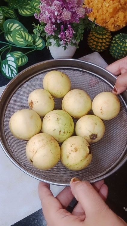 Step 1.1: Wash 500 g Guava , cut into halves , remove the seeds and chop it into cubes