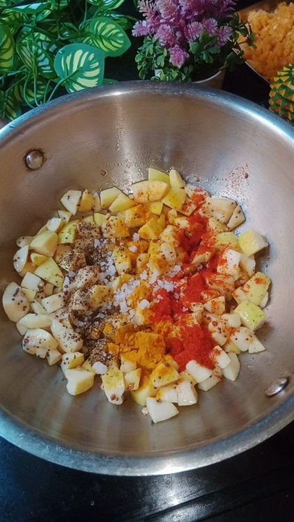 Step 1.3: Season this tempering with pinch of asafoetida, it gives a nice aroma to the pickle along with guava