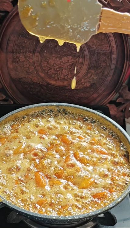 Step 1.1: Add salt and cook until one-string consistency is achieved on low to medium heat