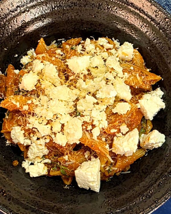 Penne Pasta with Napoletana Sauce & Feta Cheese recipe