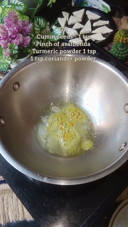 Step 3.1: Once the tempering is done , add the palak paste, salt and sugar