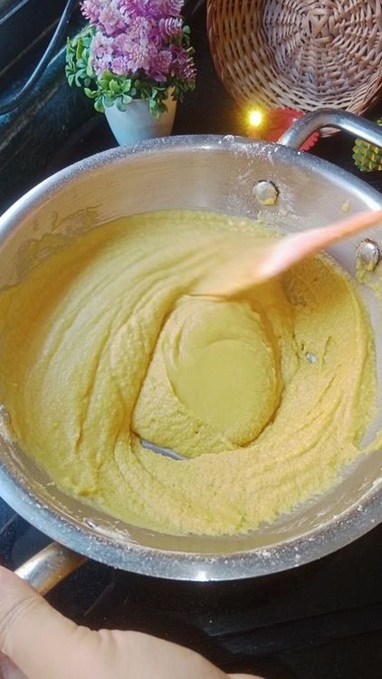 Step 1.3: Add 3/4 th cup ghee and mix really well , avoid lumps