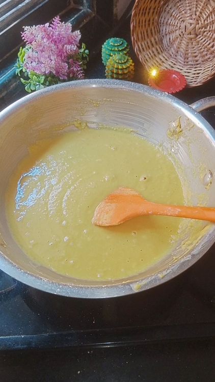 Step 1.2: This is the right time to splash few drops of water on the mixture and mix together immediately