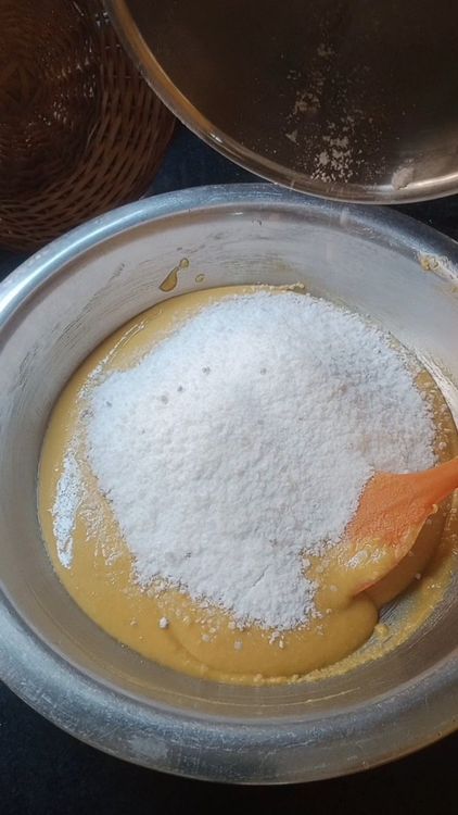 Step 1.2: Once the besan mixture cools down completely, it solidifies