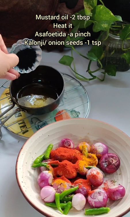 Step 1.1: For tempering, heat the mustard oil in a pan