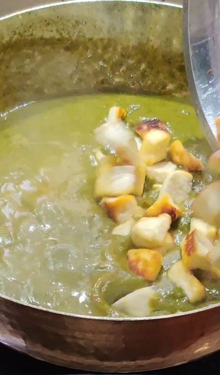 Step 3.1: Add the paneer cubes and mix well
