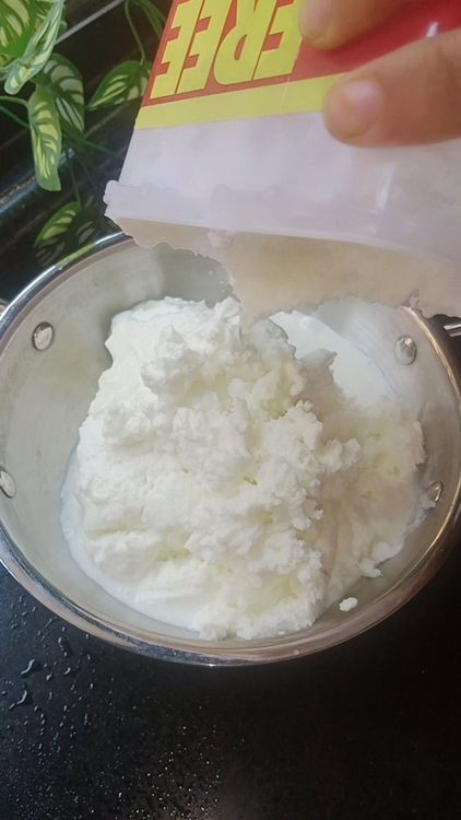 Step 2.1: Take the collected cream in a mixing bowl or blender
