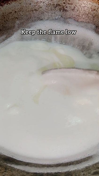 Step 1.1: As the white butter ( loni ) melts, it will start bubbling and frothing