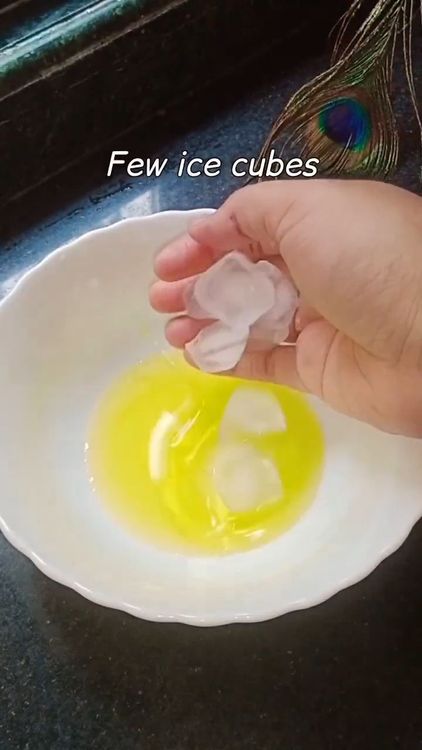 Step 1.1: In a bowl, add ghee with ice cubes