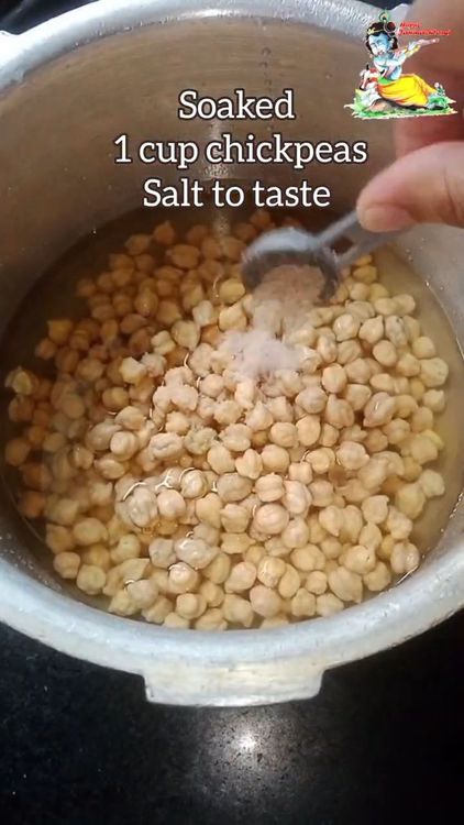 Step 1.2: Soak chickpeas overnight and pressure cook for 4-5 whistles