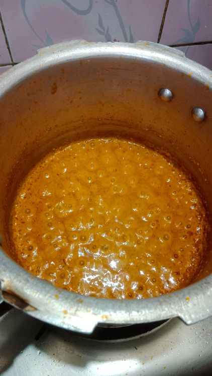 Step 3.1: Once the oil separates, Add the soaked black-eye peas, mix well