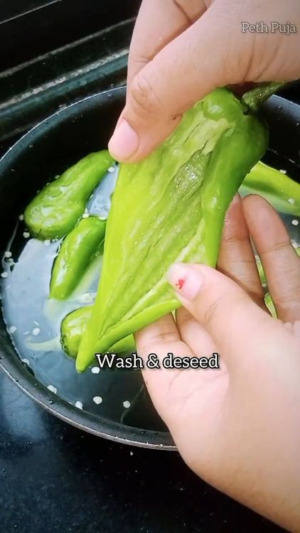 Step 1.2: Slit the green chillies and remove the seeds
