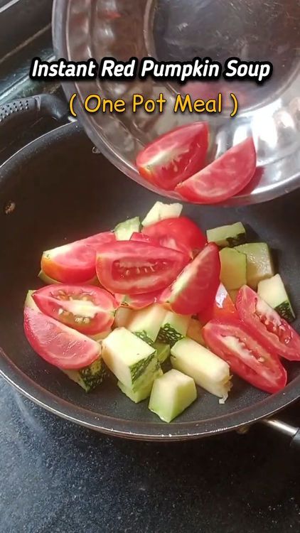 Step 1.2: Wash and dice red pumpkin and tomatoes
