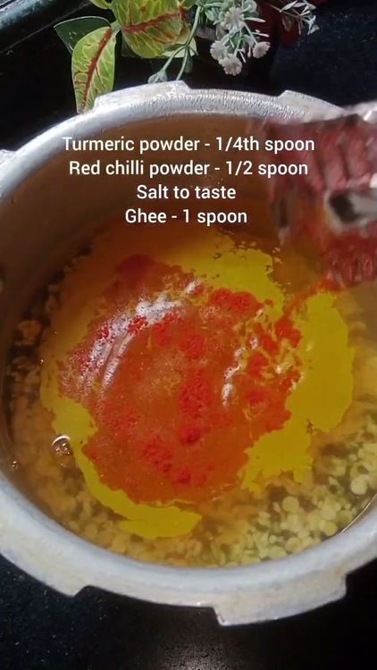 Step 1.3: Transfer the soaked dal to a pressure cooker with 500 ml water