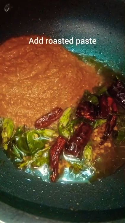 Step 3.1: Combine the tempering with the ground paste ,add a small piece of jaggery and mix well