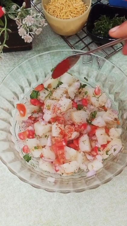 Step 1.2: Add chaat masala, black pepper powder, red chilli powder, lemon juice, and salt to taste