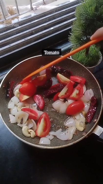 Step 1.1: Add diced tomatoes and fry until they soften, which will take 2-3 minutes