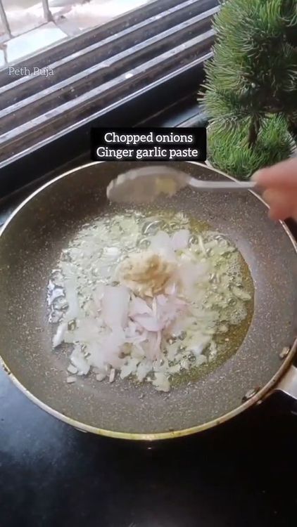 Step 3.1: In the same pan, heat butter and sauté finely chopped onion and ginger garlic paste