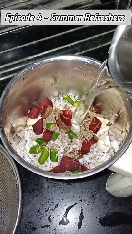 Step 1.1: In a mixie jar, add grated coconut, green chillies, ginger, garlic, cumin seeds, and diced beetroot