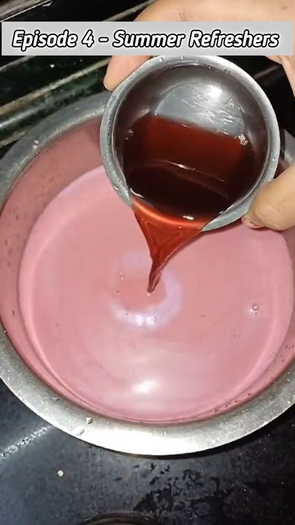 Step 1.1: Mix the extracted liquid with kokum syrup, coriander leaves, sugar, and salt to taste