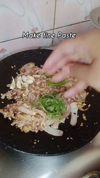 Step 1.2: Add grated coconut, fry well for 2-3 min