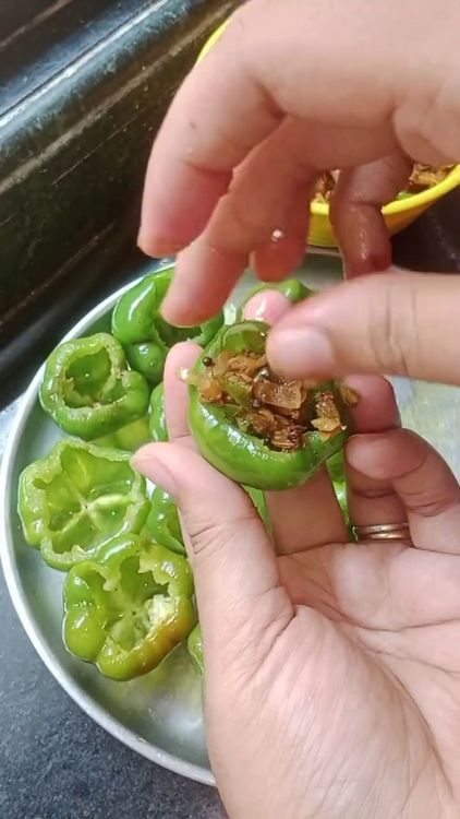 Step 2.1: Cool the mixture and stuff it into the capsicum