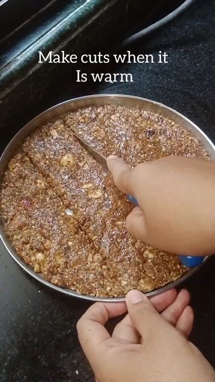 Step 5.1: Make cuts of your desired shape while the mixture is still warm