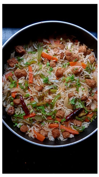 Weight-loss Soya chunks Pulao | Healthy Soya Chunks Pulao  recipe