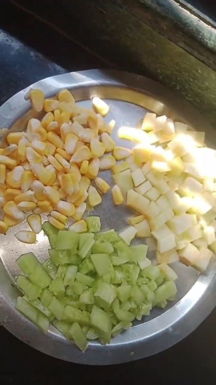 Step 1.1: Dice the zucchini and cucumber into small pieces
