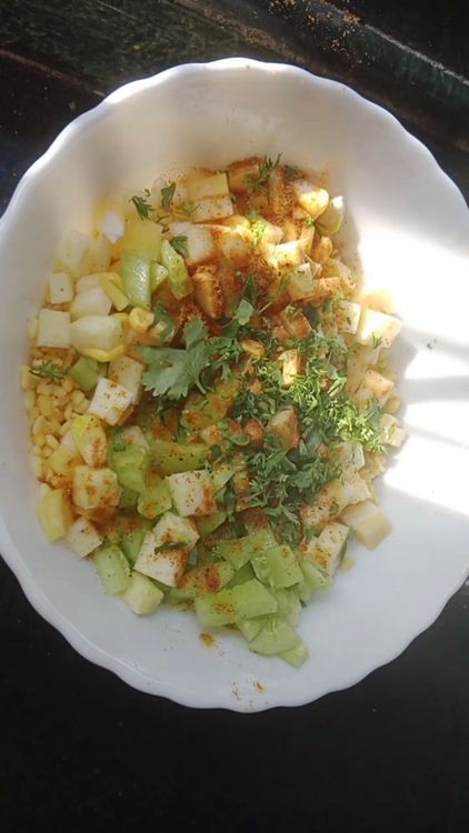 Step 1.1: Add 1 tbsp of chopped coriander leaves and mix everything well
