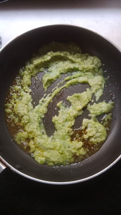 Step 2.1: Saute the prepared paste in oil until the oil separates