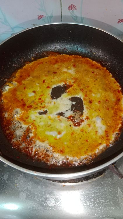 Step 3.1: In a wok or pan , heat oil pour the leftover marination and make an omelette 