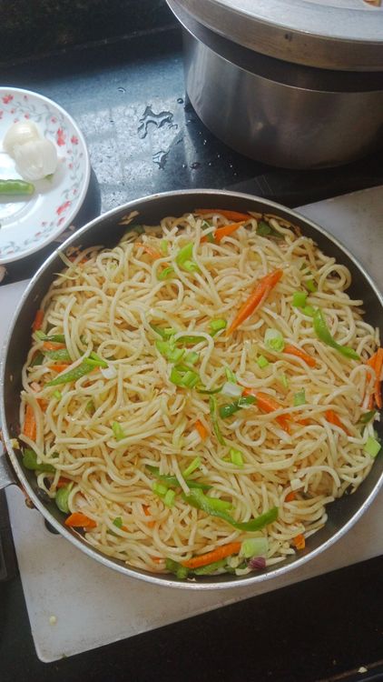 Step 3.1: Add soya sauce , noodles, salt and pinch of black pepper powder