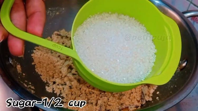 Step 1.1: Add sugar and hot full cream milk to the mixture