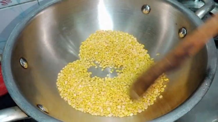 Step 2.1: Roast moong dal in a pan until it turns golden and aromatic