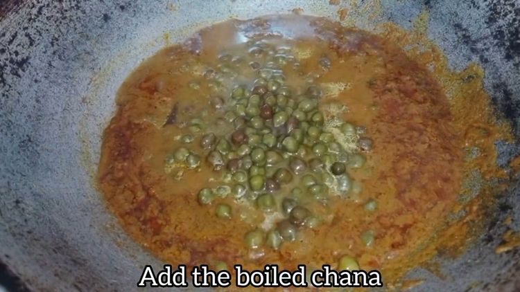 Step 2.1: Add the boiled green chana and salt to taste