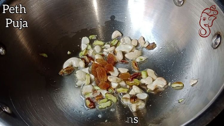 Step 1.1: Heat ghee in a pan and fry the mixed dry fruits of your choice