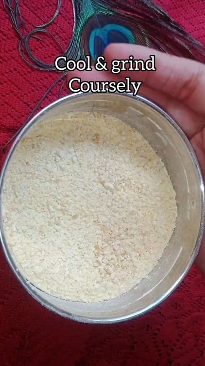 Step 1.2: Allow the roasted chana dal to cool completely, then grind it into a coarse powder