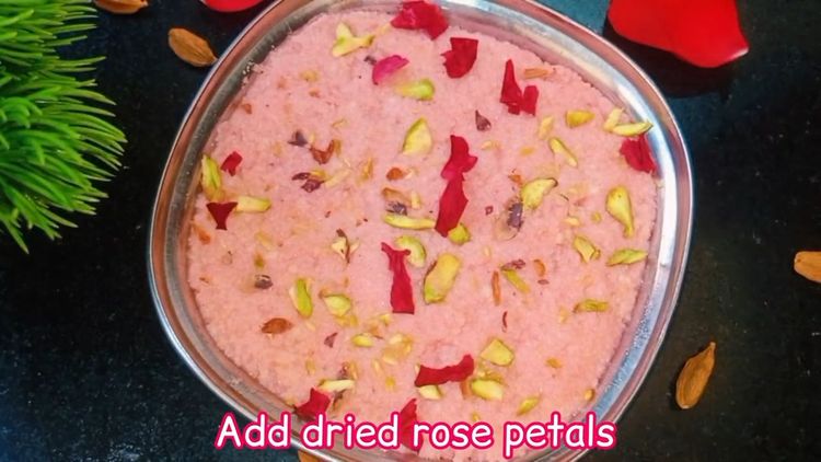 Step 3.1: Garnish with pistachios and dry rose petals