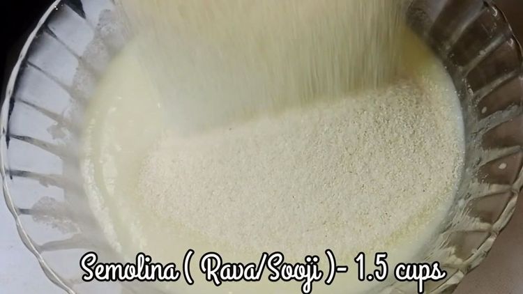 Step 1.1: Add rava to the mixture and mix well