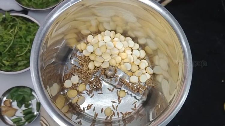 Step 1.1: Grind cumin seeds and gram (daalia) into a fine powder