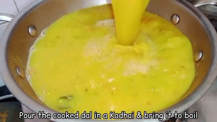 Step 3.1: Pour the prepared tadka over the cooked dal