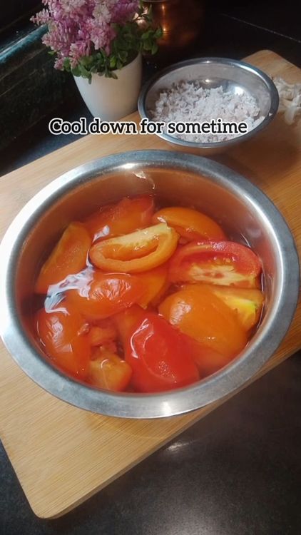 Step 1.2: Boil the roughly diced tomatoes for 5-7 minutes and let them cool down for some time